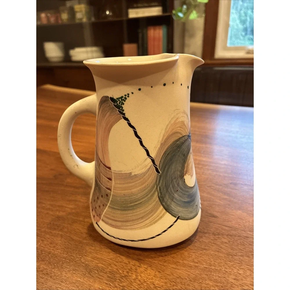 James Rothrock RARE Early Abstract Art Pottery Porcelain Pitcher 1991